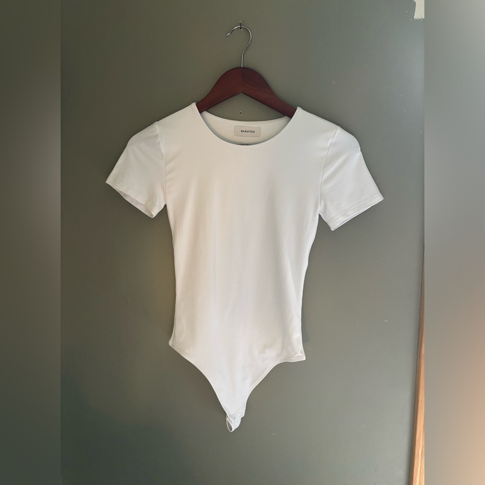 Aritzia White Short Sleeve Bodysuit
